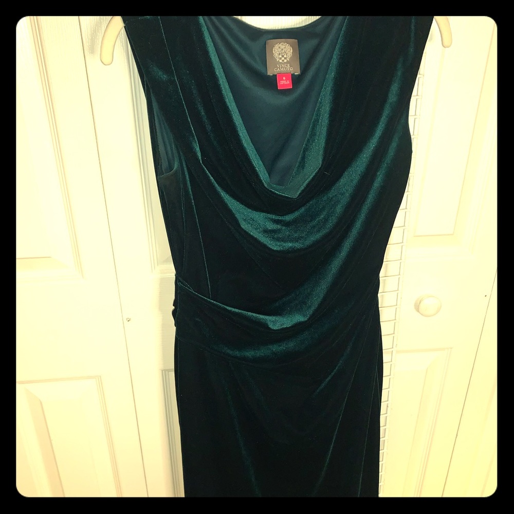 Vince Camuto green velvet midi